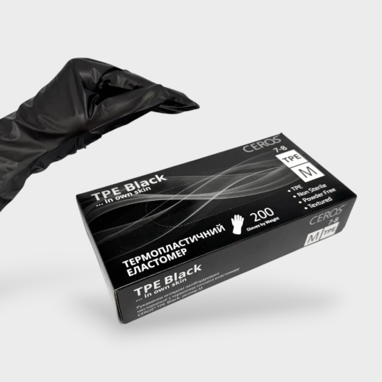  Зображення Рукавички Ceros TPE Black M (Термопластичний еластомер) 
