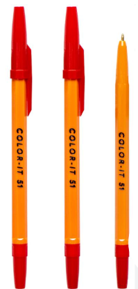  Зображення Ручка шариковая COLOR-IT CR51-50 красная 