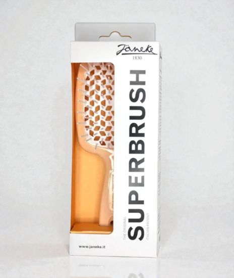  Зображення Janeke Superbrush the original гребінець продувна, щітка для волосся персикового кольору з білим 