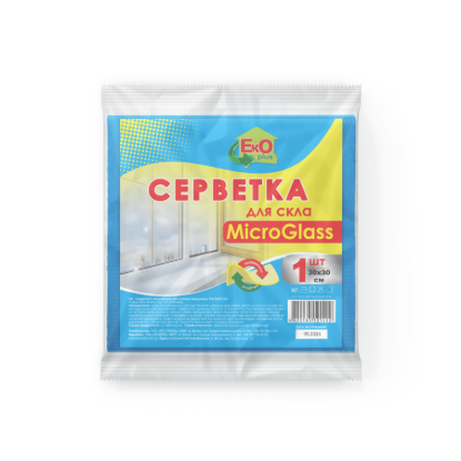  Зображення Серветки з мікрофібри для СКЛА Ecoplus 1шт 30*30см 