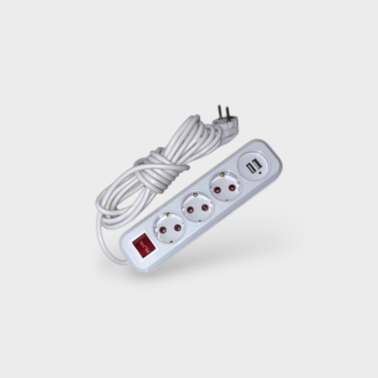  Зображення Підовжувач 3 розетки 5 м + 2USB 