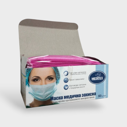  Зображення Маска медична Рожева Meditex (50шт) 