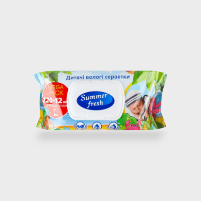  Зображення Серветка волога Summer Fresh, 120шт 