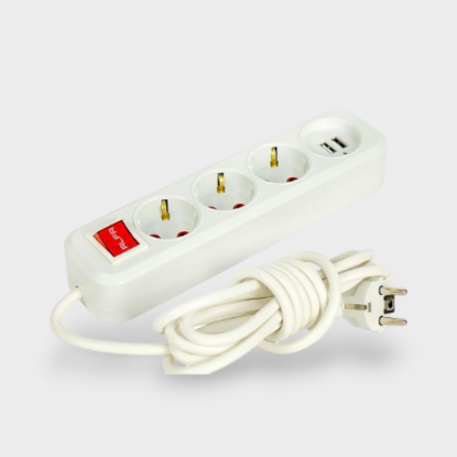  Зображення Удлинитель 3 розетки 3м+2USB 